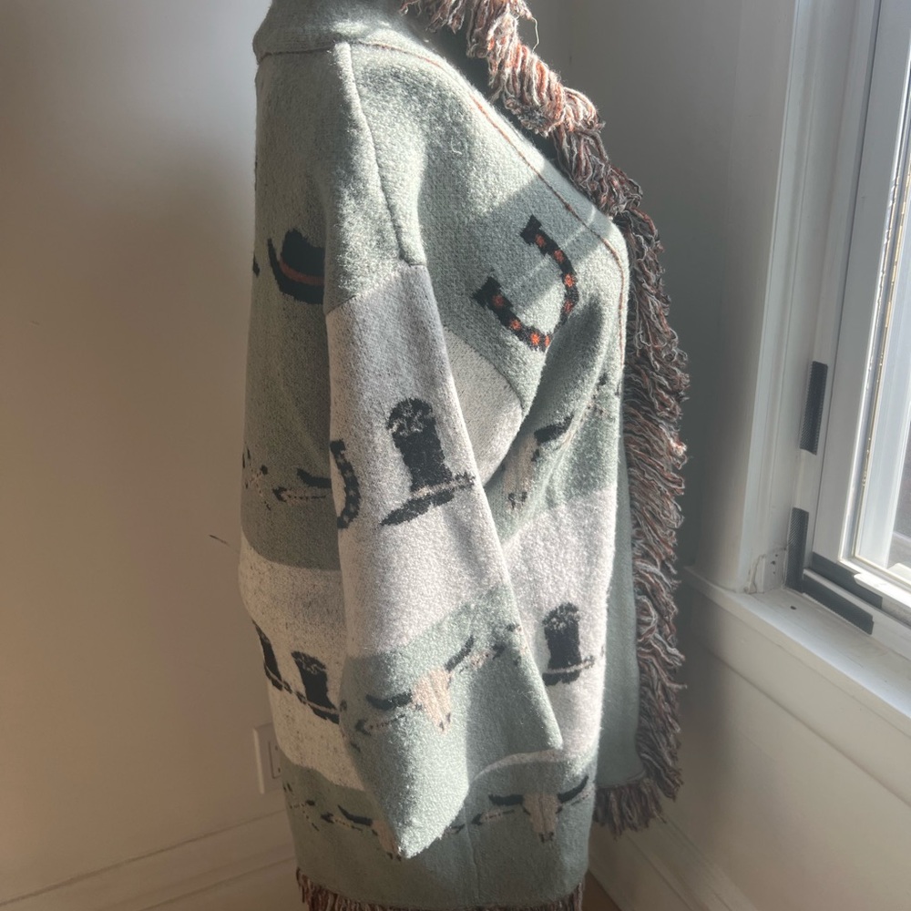 Zara Multicolor Fringed Sweater/Coat - Picture 4 of 8